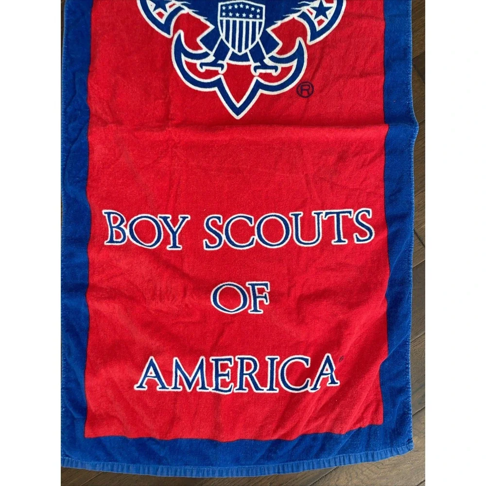 Boy Scouts of America Cotton Beach Towel Red Blue BSA Logo Made in USA